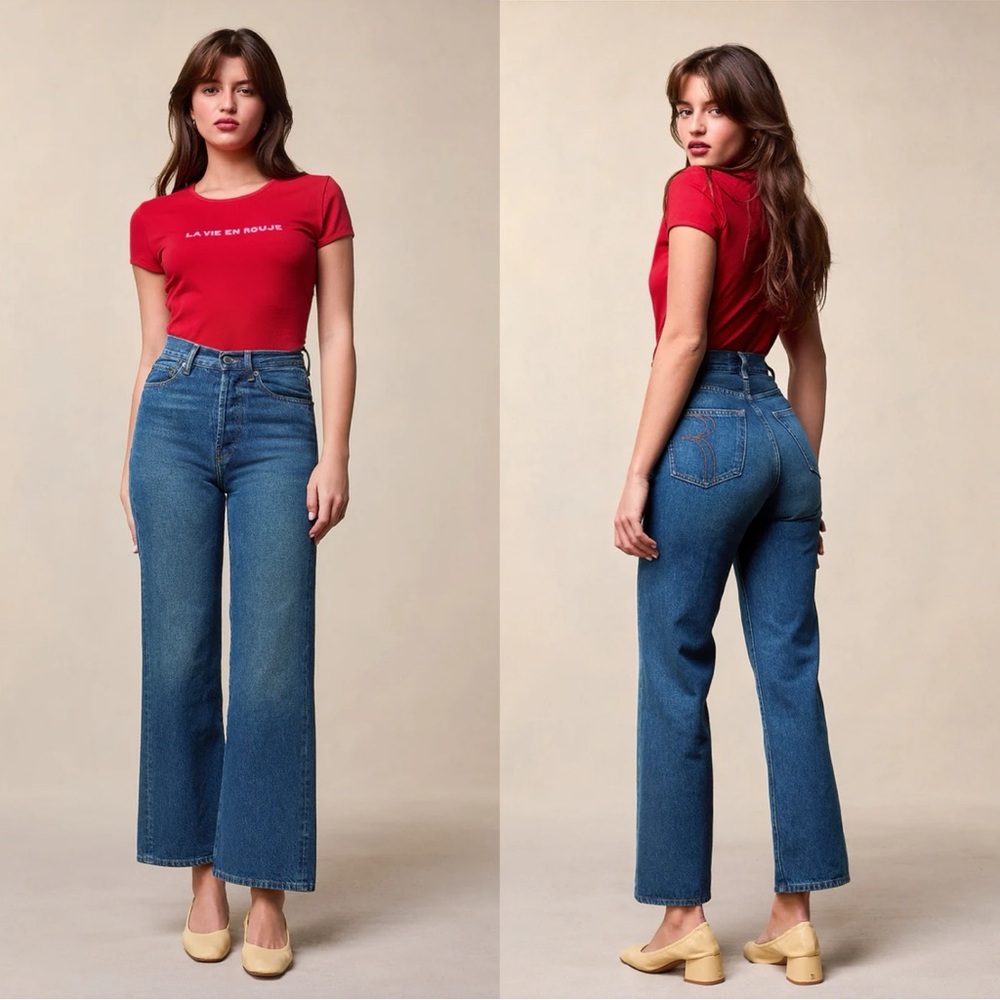 Rouje High-Rise Wide-Leg Jeans in Medium Blue